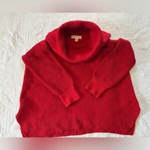 Michael Kors Red Cowl Neck Waffle Pattern Sweater